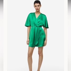 H&M Satin Wrap-front Dress Size S